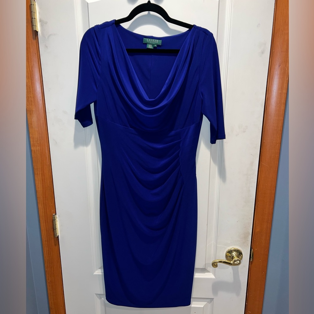 Ralph Lauren 3/4 sleeve royal blue dress